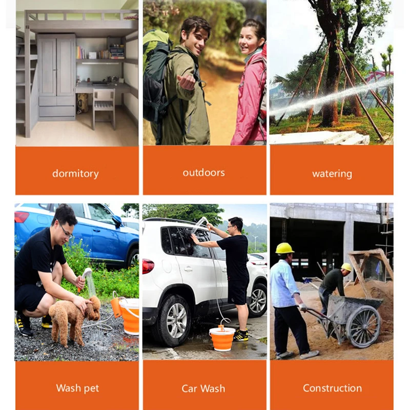 Купить Походная душевая лейка AC889 со светодиодный подсветкой, переносная автомобильная мойка высокого давления, мощный душевой Электрический вод...