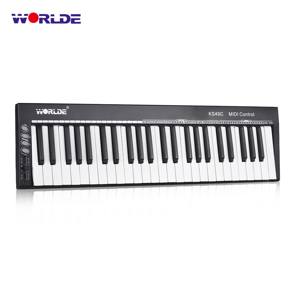 

WORLDE KS49C-A 49-Key USB MIDI Keyboard Controller Built-in Sound Source with 6.35mm Pedal Jack MIDI Out
