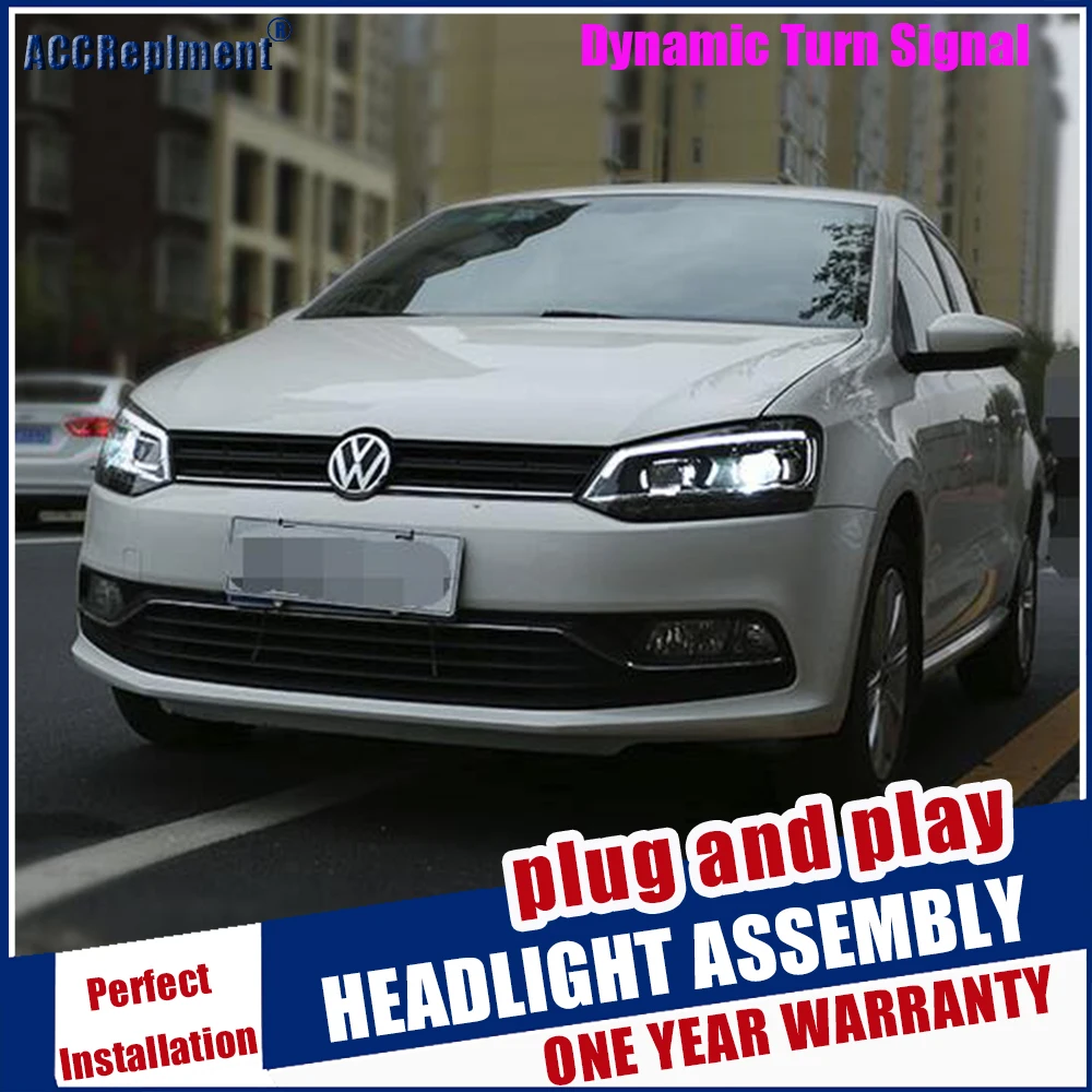 Фары для vw polo 2011 2018 новые модели светодиодсветодиодный фар стайлинга автомобилей