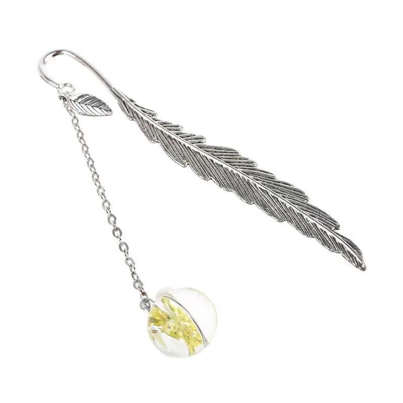 

Ретро Винтаж Закладка для книги из перьев Сушеные цветок Гипсофила образца творческий металл закладки канцелярские принадлежности подаро...