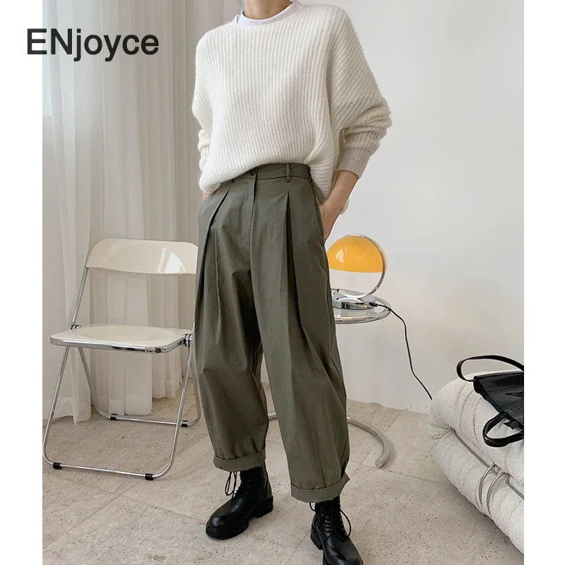 Women High Waist Pants Casual Japanese Style Loose Sweatpants Long Trousers Streetwear Chic Loose Straight Pants Spring 2021