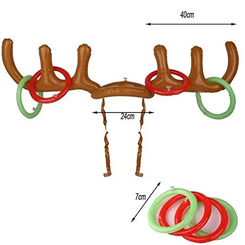 Надувной Рождественский олень из ПВХ рог шляпа кольцо бросок забавная игра