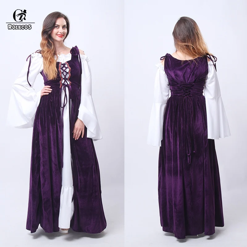 ROLECOS женское винтажное платье Велет Ренессанс средневековый костюм ретро