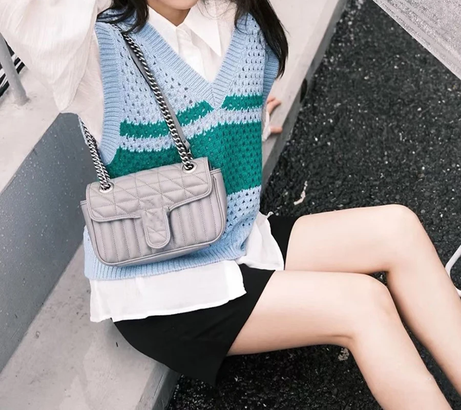

2021 new leather fashion diamond chain bag casual retro all-match one-shoulder messenger portable handbag with various styles