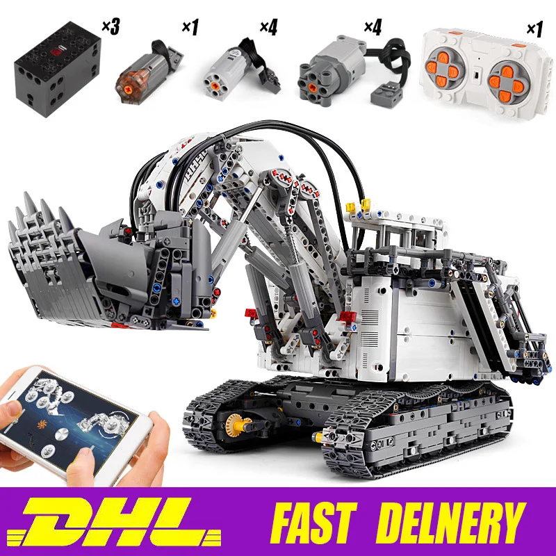 DHL 13130 совместимая техническая серия 42100 кирпичи экскаватор Liebherrs R9800 мотор мощный