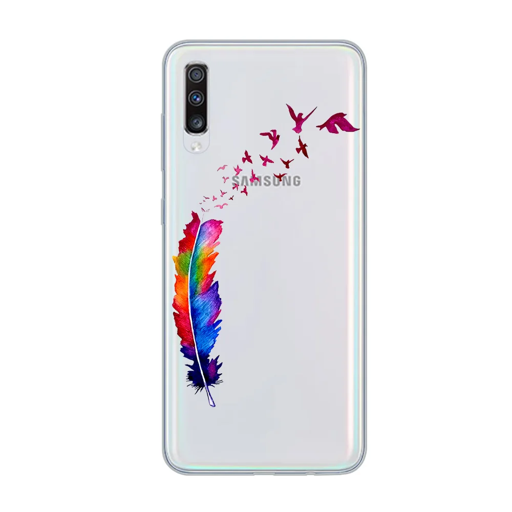 ciciber Phone Case Colorful Feather Cover for Samsung Galaxy A50 A70 A80 A40 A30 A20 A60 A10 A20e Soft Silicone TPU Fundas Coque |