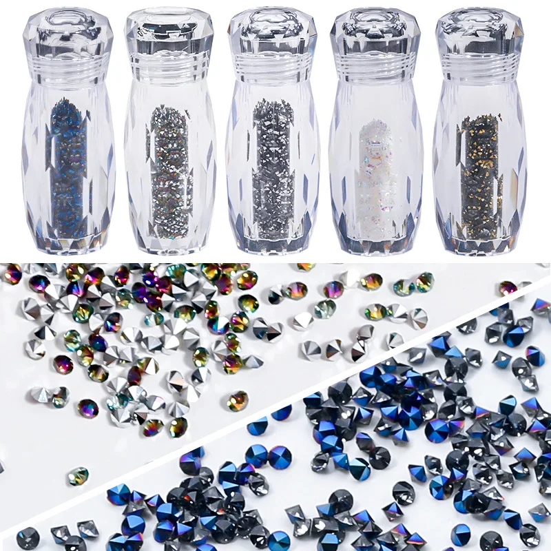 

New Nail Art Transparent Micro Bead Symphony Black Micro Diamond Flash Shiny Nail Sticky Diamond DIY SetNail Art Accessories Hot