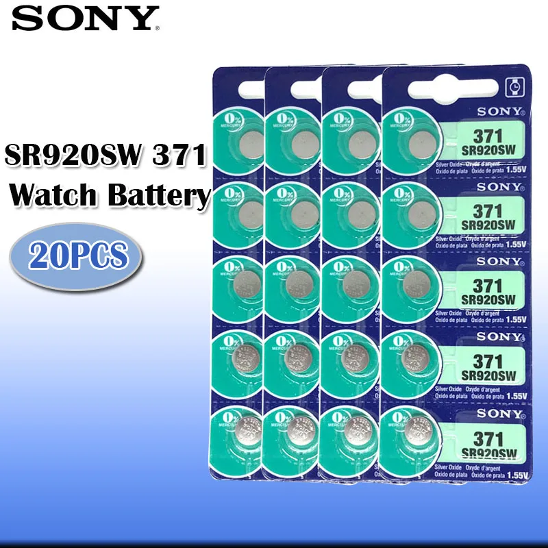 20 шт./лот Sony 100% оригинальный 371 SR920SW 920 SR920 1 55 V батарейка для часов кнопочная