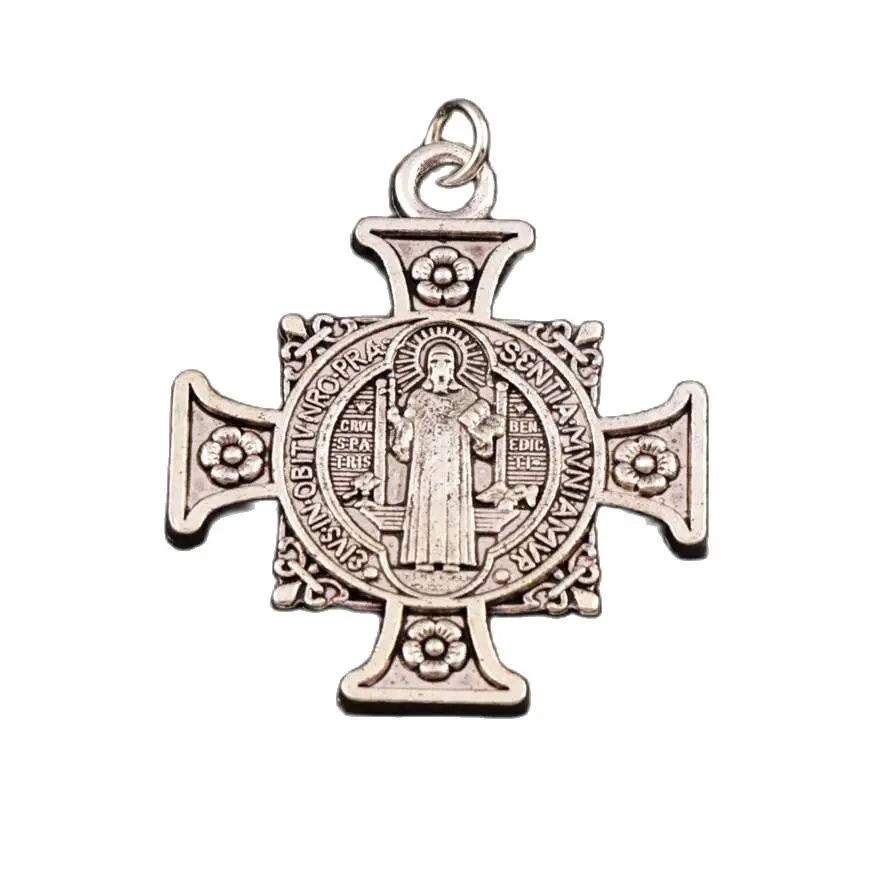 

Saint Michael Cross Medal 6pcs Zinc Alloy Charm Pendants T1729 40.2x34.2mm Tibetan Silver