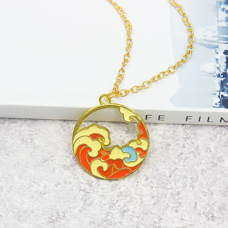Новое маленькое круглое ожерелье в виде морской волны желтая синяя волна