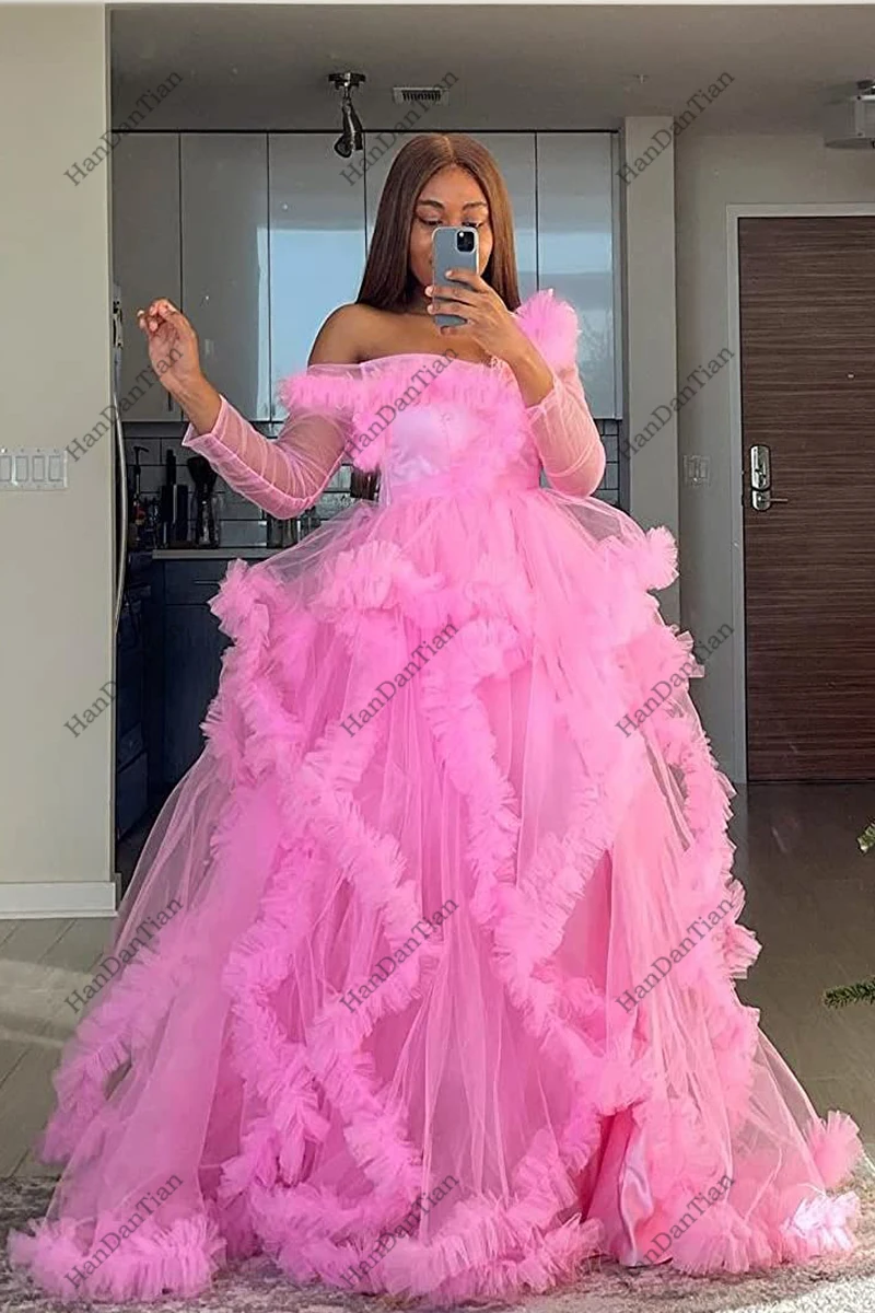 2021 Long Prom Gown Women's Strapless Pleated Photography Maternity Gown