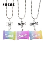 friendship pendant necklace jewelry resin sugar gradient candy color pendant necklace girlfriends childrens valentines daygift