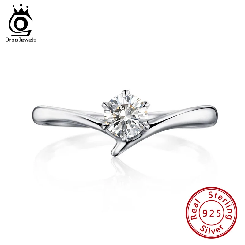 ORSA JEWELS Обручение 925 пробы Серебряное кольцо на палец для обручального кольца Для