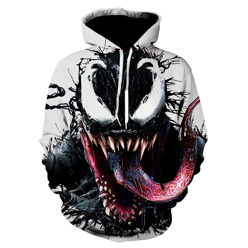 

Novo fora branco 3d venom hoodie quente filme crnio impresso roupas dos homens outono inverno hoodies moletom das mulheres dos