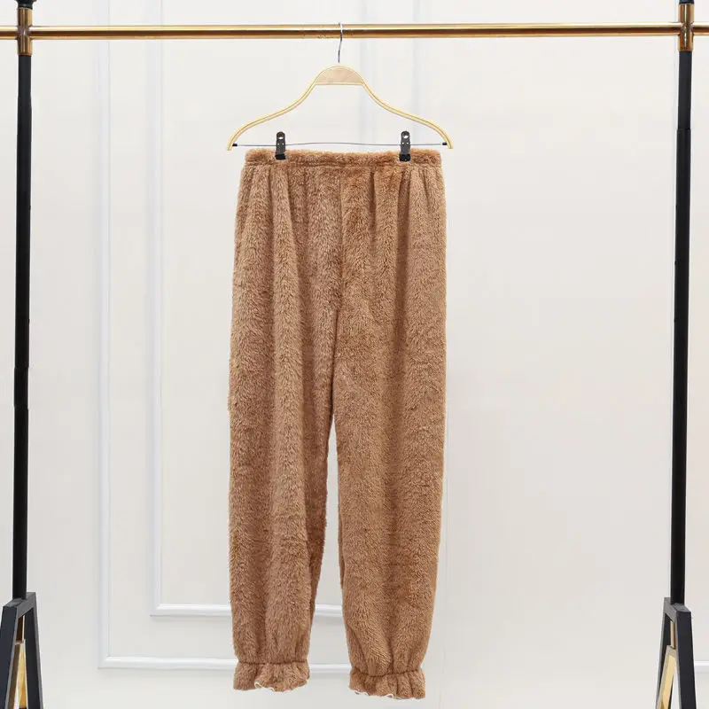 New Sleep Bottoms Women Winter Full Length Pajama Pants Coral Velvet Casual Soft Warm Daily Homewear Plus Velvet Loose Soft