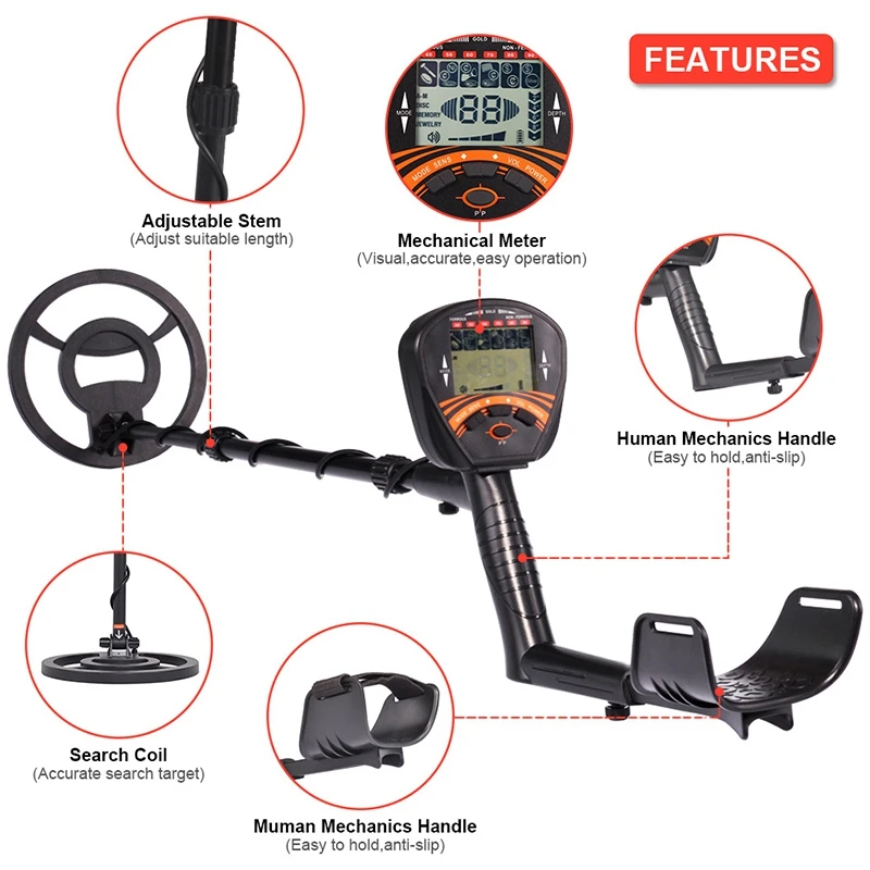 

MD-810 Outdoor Metal Finder Underground Metal Detector LCD Treasure Finder Handheld Gold Digger Sensitivity Adjustable