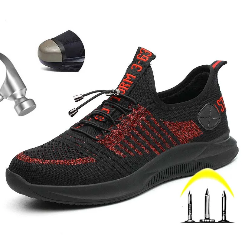 

New Trend Summer Breathable Mesh Men's Lightweight Sports Shoes, Indestructible Steel Toe Soft Anti-Puncture Work Boots