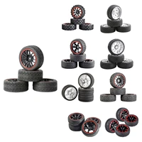 4pcsset rubber 75mm rc racing car buggy tires wheel rims 12mm hex tyre for hsp for wltoys 144001 124018 rc car parts