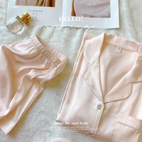 minimalist temperament silk pajama suit 2021 new high quality pajamas womens short sleeved home clothes set