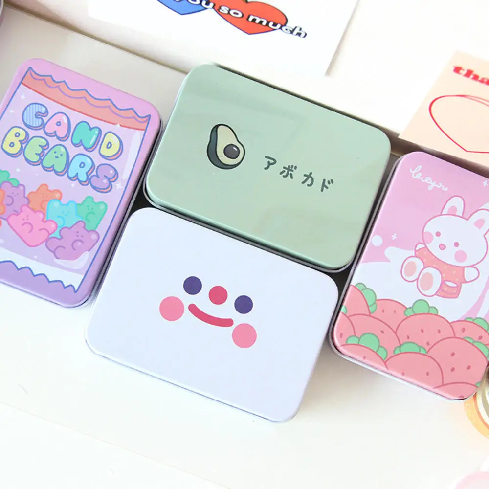 1 шт. милый мини органайзер из олова и металла с мультяшным рисунком коробка для