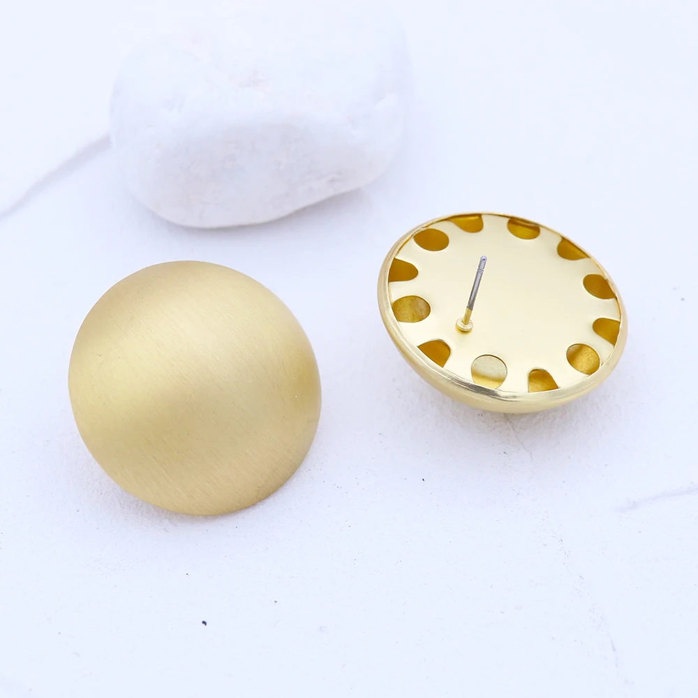 3CM New Fashion Gold Color Matte Metal Button Stud Earrings Minimalist Round Coin For Women Party Weddings Jewelry Gift | Украшения и