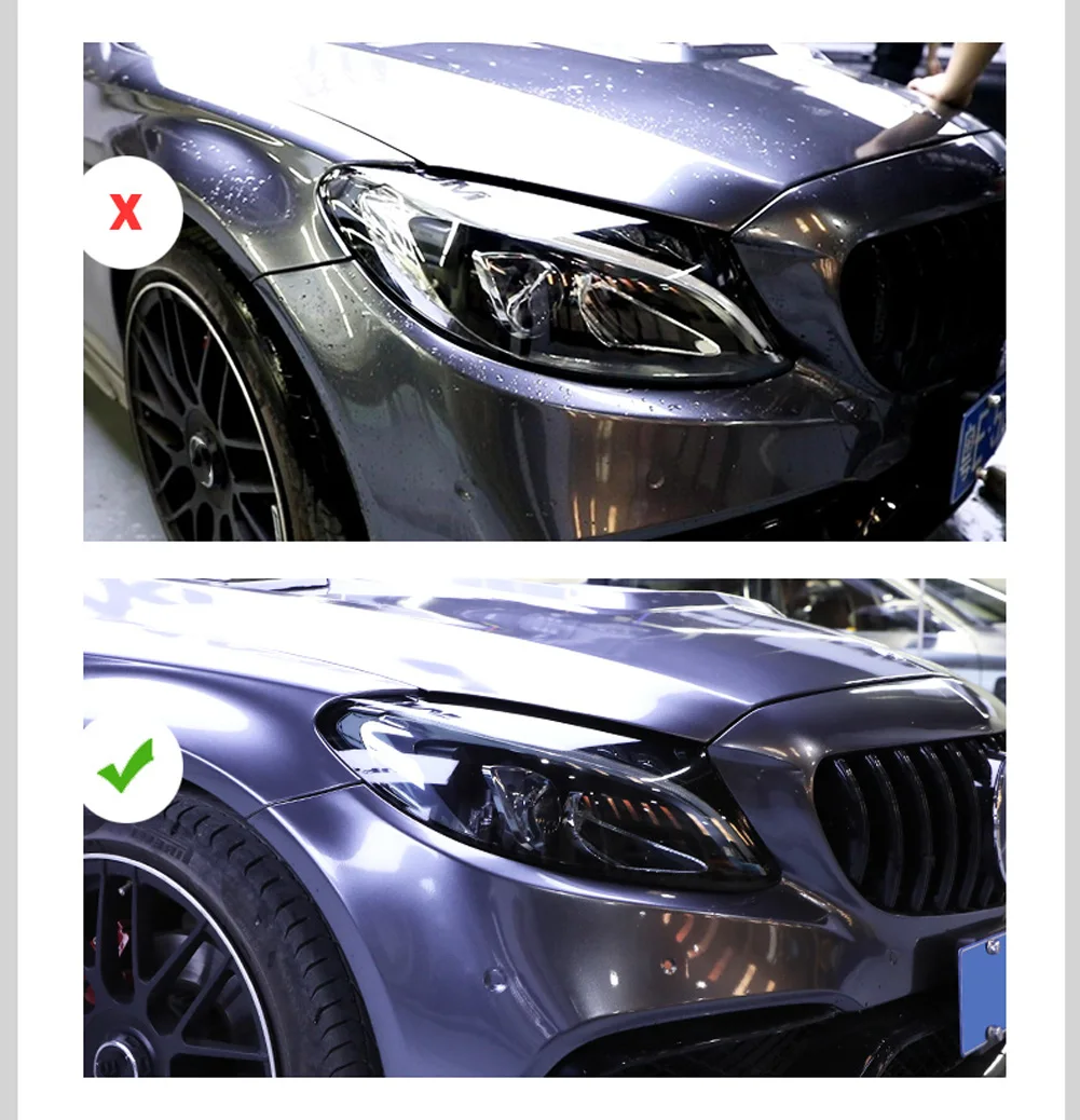 Newest For Mercedes Benz A C E GLC GLA CLA GLS GLE Class W177 W205 W213 Car Headlamps TPU Smoked Black Headlights Protector Film
