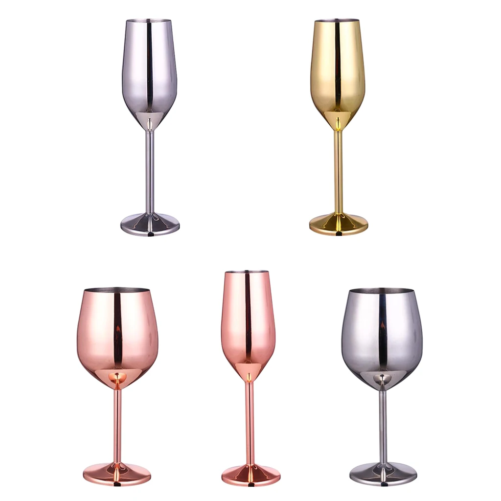 

Stainless Steel Wine Glasses Elegant Drinkware Wedding Party Champagne and