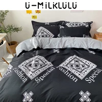 Boho Decor Geometric Striped Bedding Set Black Twin Queen King Size Bed Sheets Set Comforters 4Pcs Pillowcase Nordic Duvet Cover
