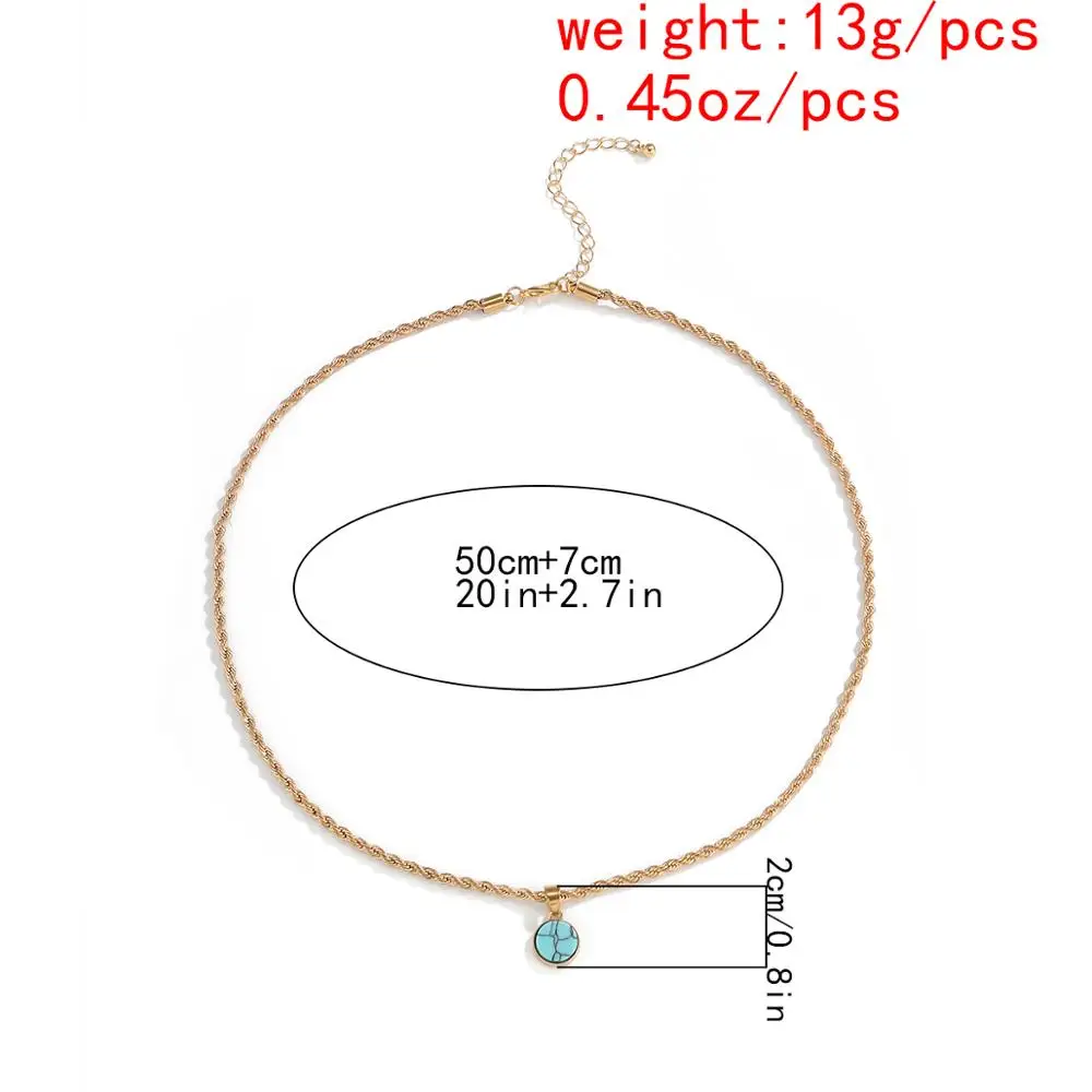 

Vintage Blue Stone Pendant Choker Necklace for Women Collares Boho Unique Simple Beaded Tassel Necklaces Girlfriend Neck Jewelry