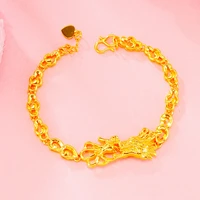 high quality dragon and phoenix vintage 24k gold bracelets for women men fashion jewelry hip hop street culture bracelets bangle