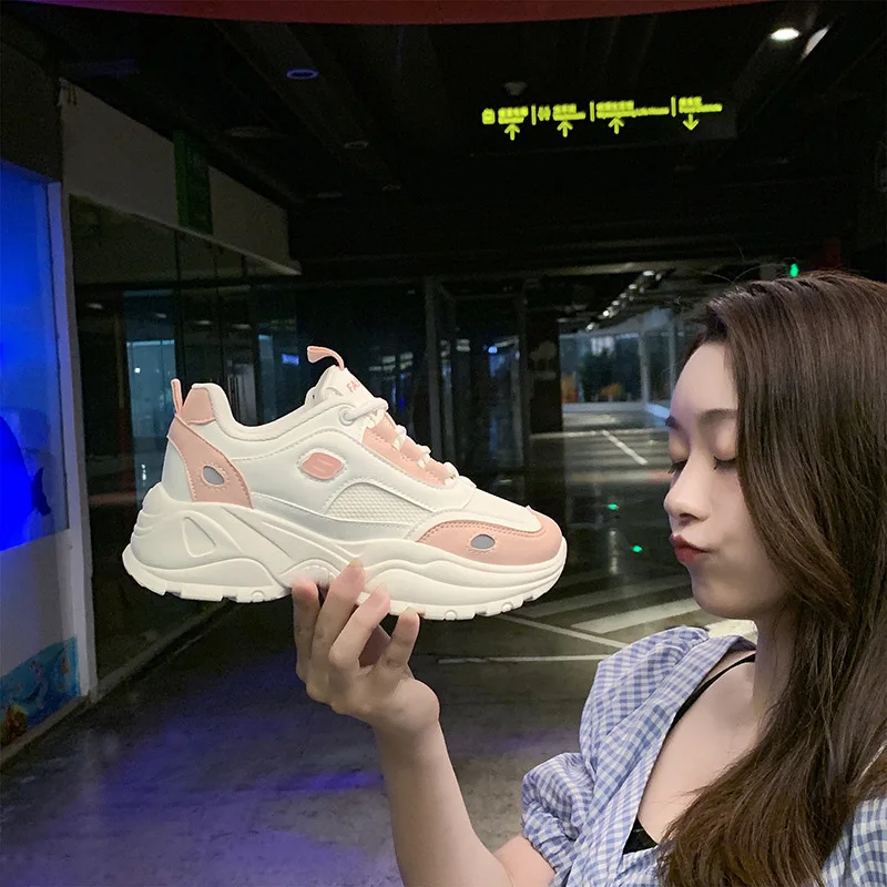 GRITION женская спортивная обувь Chunk каблук платформа дышащие туфли на плоской