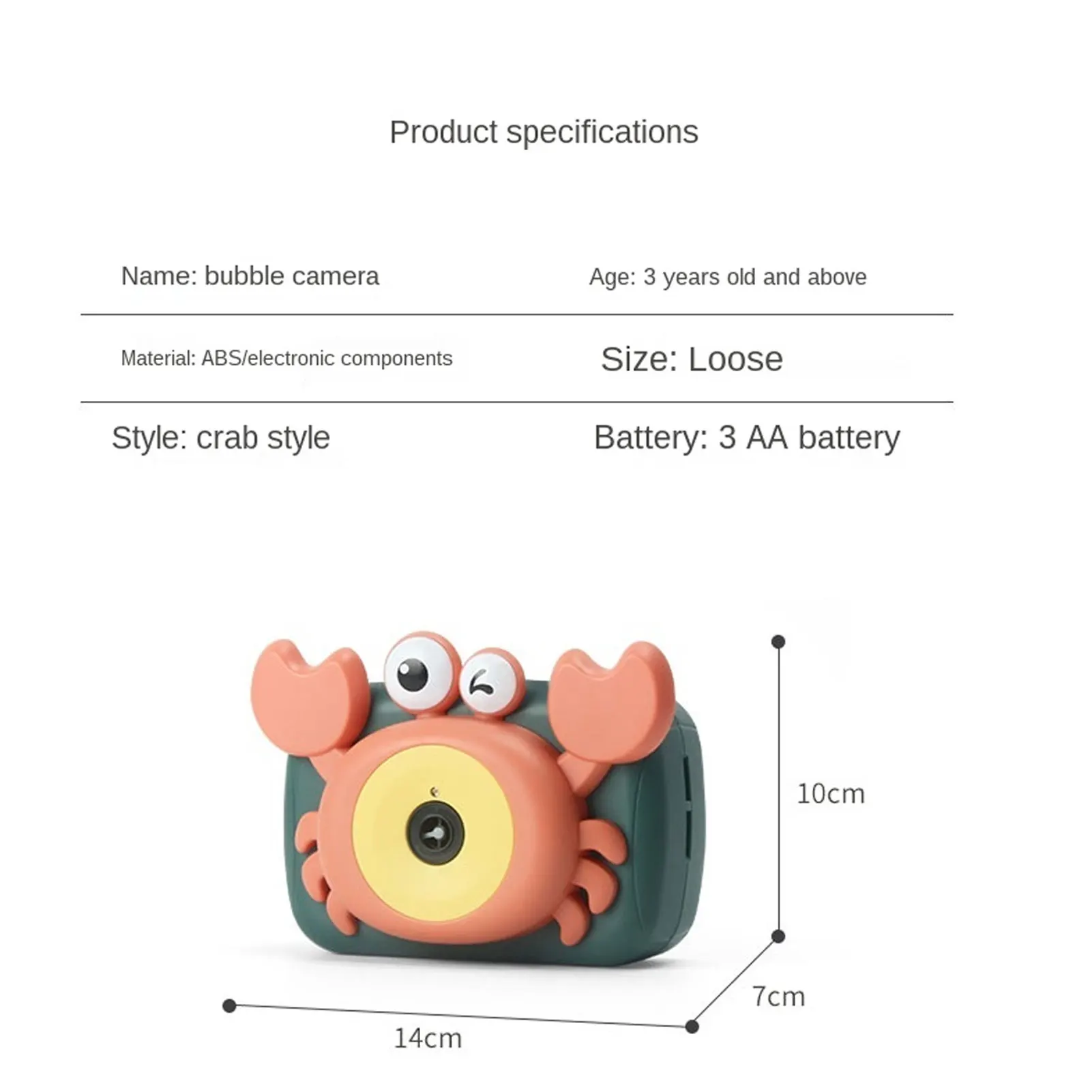 

Cartoon Automatic Bubble Machine Toys Non-leak Crab Camera Bubble Blower With Lights Music Soap Bubble Gun Outdoor Toys For Kids