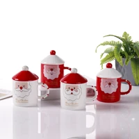 santa mug new european couple ceramic cup with cover and spoon christmas cartoon personality family christmas milk coffee cup
