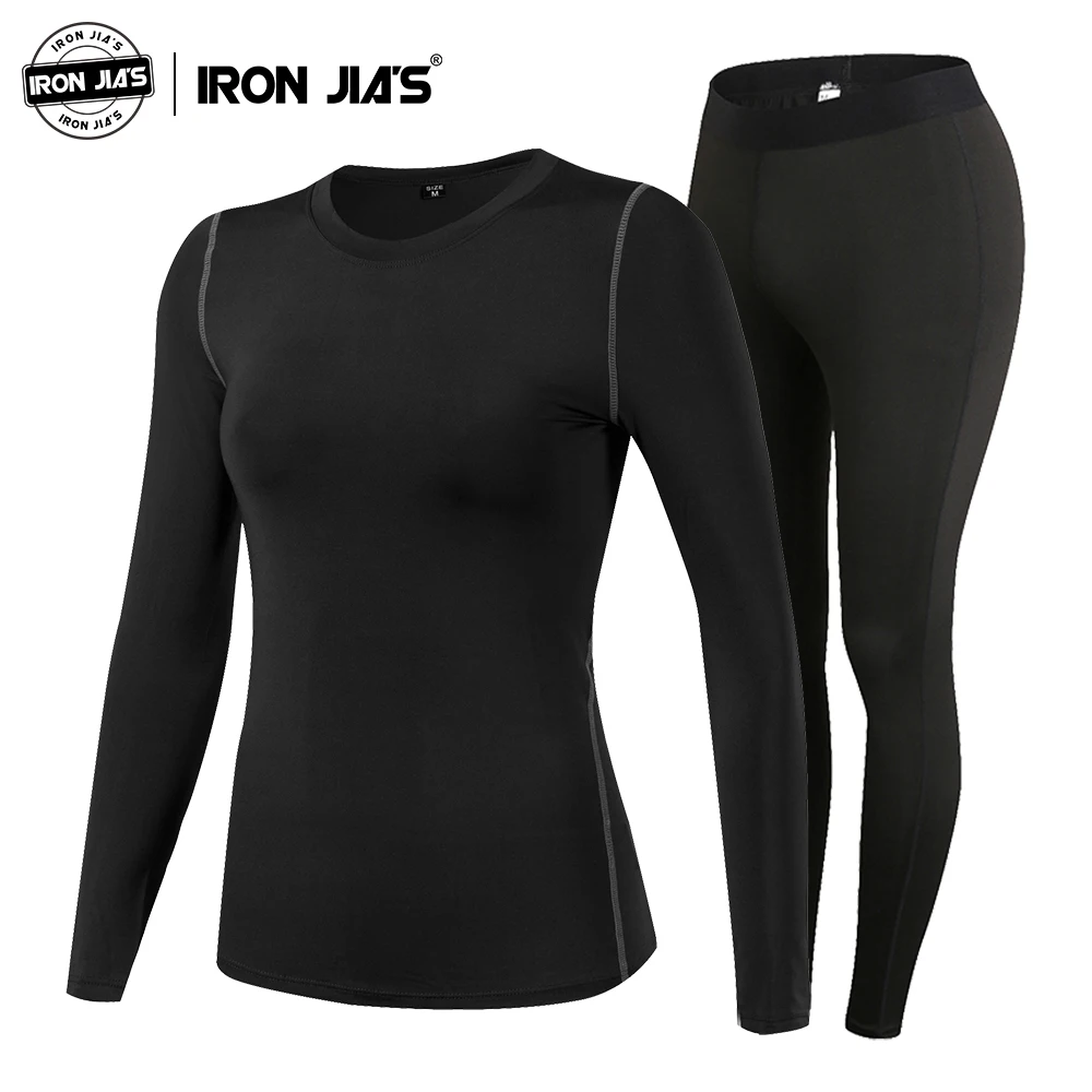 IRON JIA'S Women Thermal Underwear Set Winter Elastic Motorcycle Skiing Warm Long Johns Shirts & Tops Bottom Suit