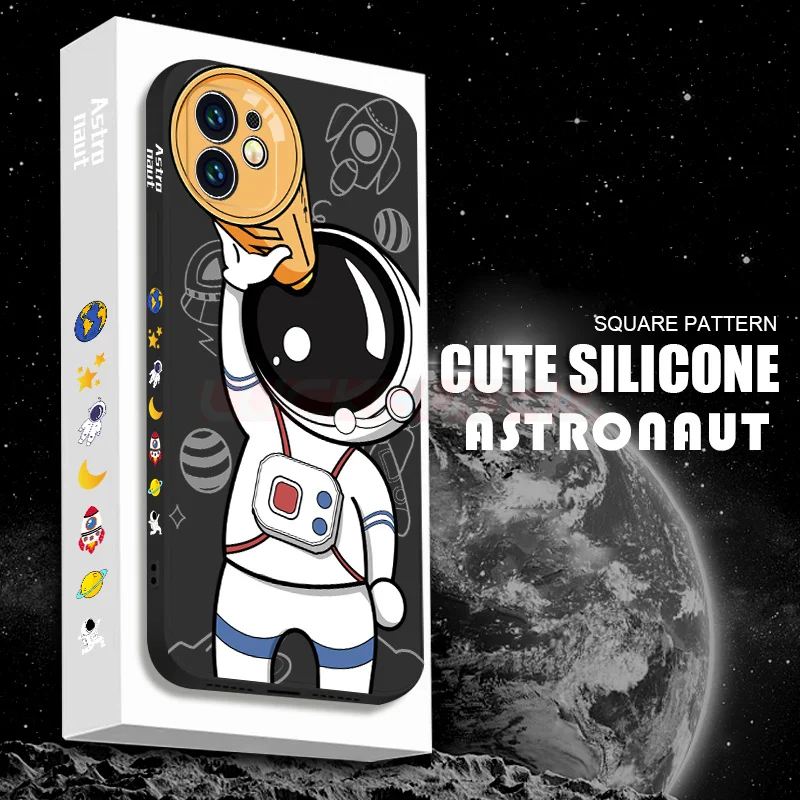 

Funda de telefono con diseno de astronauta para iPhone, carcasa de silicona suave a prueba de golpes para iPhone 11, 12 Pro MAX,