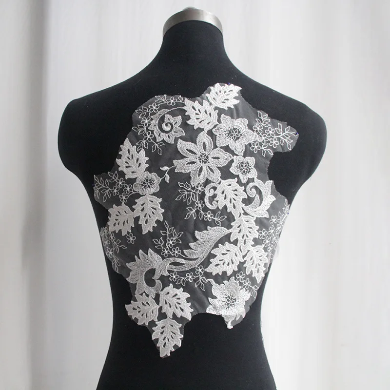 

New high-grade embroidered lace patch flowers wedding dress head yarn decorative diy lace patch applique accessories