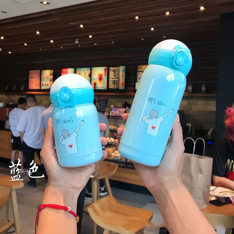 

New 4 Style 180/360ml Vacuum Flasks Lady Thermos Gradient Color Lock Thermos Mini Tumbler 304 Eco Friendly Belly Cup Cute Bottle