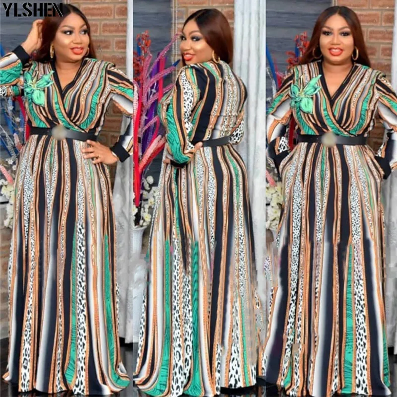 

Long African Print Dresses for Women Party Evening Maxi Dress Christmas Dashiki Africa Clothes Plus Size Clothing Muslim Robe