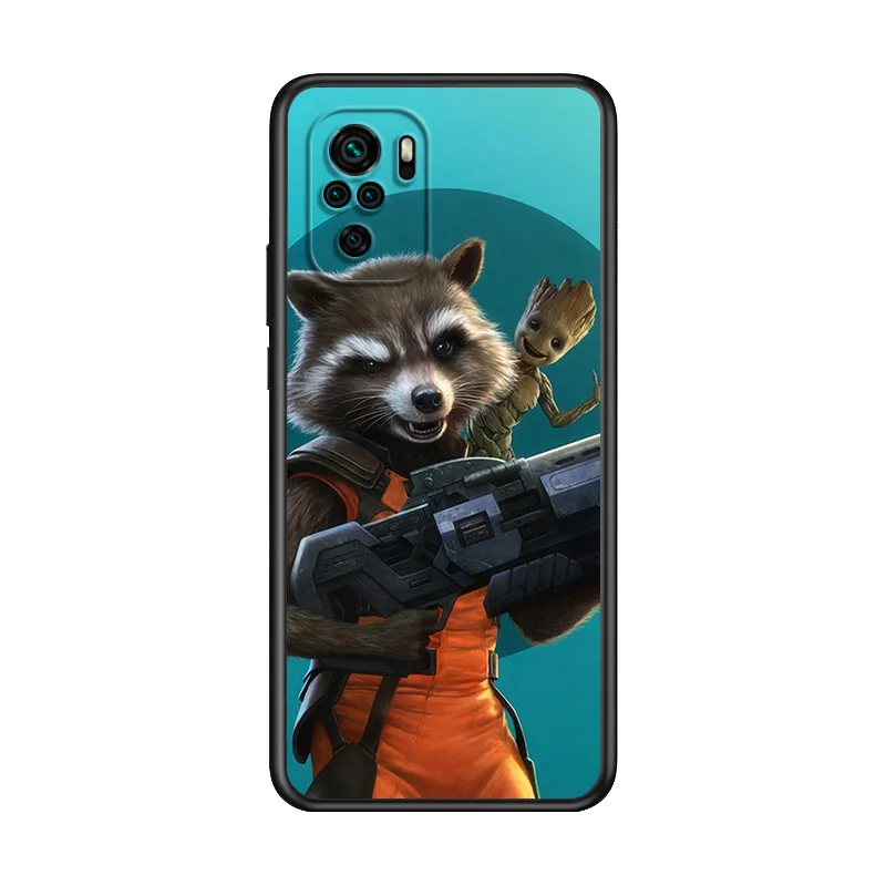 Marvel Avengers Super Hero Groot For Xiaomi Redmi Note 10S 10 9T 9S 9 8T 8 7S 7 6 5A 5 Pro Max TPU Silicone Black Phone Case