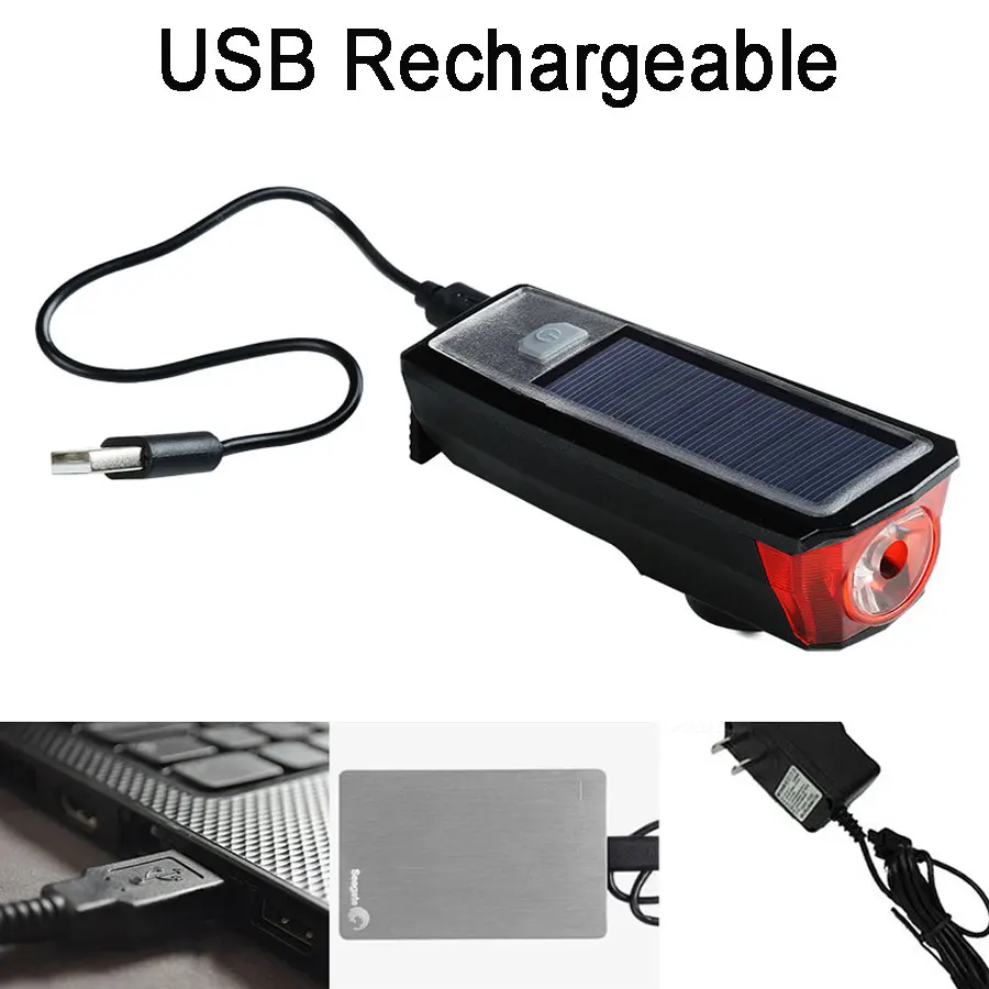Велосипедный светильник + колокольчик Мощность банка Солнечная ed USB