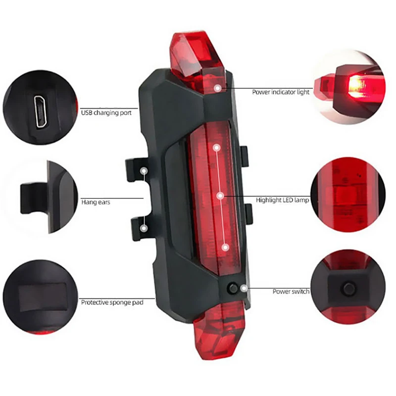 

Bicycle LED Light Portable Safety Warning Flash Lamp Rechargeable Waterproof Safety Mountain Cycling Lamp for Bike Accessories