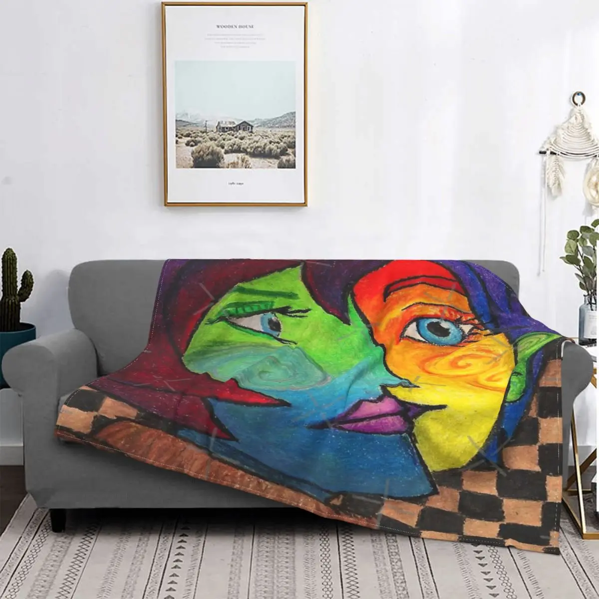 

Manta a cuadros de бло Пикассо для камеры, покрывало на диван, manta de muselina, colcha de пикник, 2 единицы