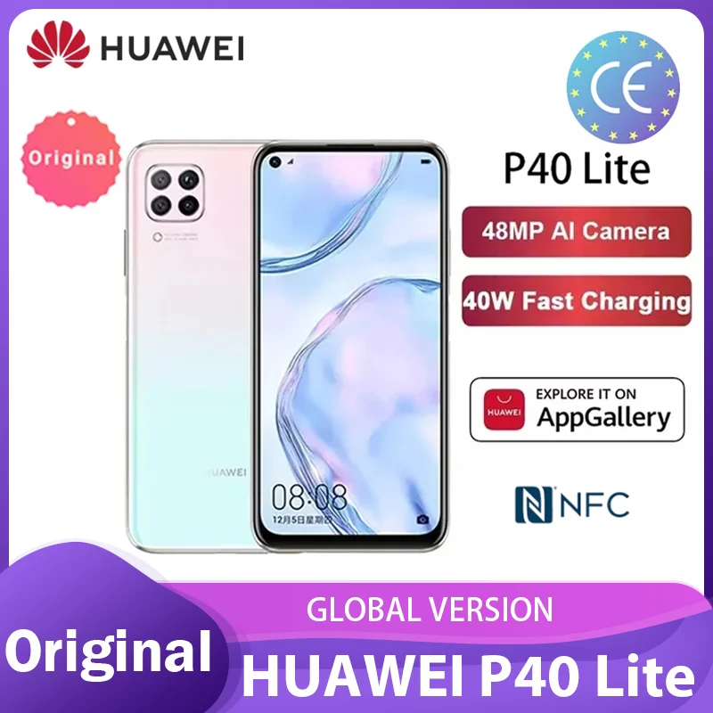 Глобальная версия Huawei P40 lite/lite E 6 + 128 ГБ NFC Смартфон 48MP AI камеры 4 ''FHD Kirin810 Octa Core 40