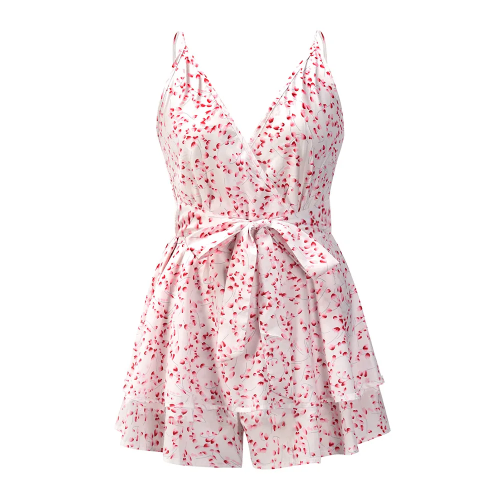

Summer jumpsuits for women 2021 lattice ruffles jumpsuit Sexy Woven jumpsuits &rompers bodysuit overalls romper womens body suit