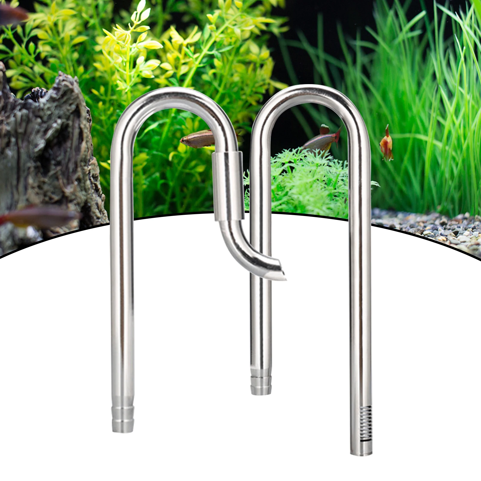 

2pcs Aquatic Lily Pipe Set Accessories Universal Home Waterflow Adjustable Fish Tank Inflow Outflow Rustproof Stainless Steel