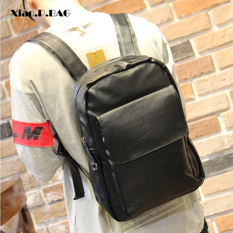 Модный трендовый мужской рюкзак мягкие кожаные школьные ранцы для 13 ноутбуков