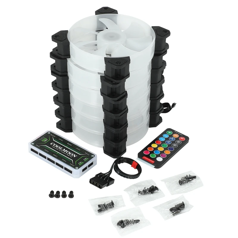 

6 шт., чехол для компьютера COOLMOON F-YH, RGB-подсветка, 120 мм, тихий и ИК-пульт дистанционного управления