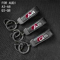 leather carbon fiber car rings keychains trinket rotate 360 degrees for audi a3 a4 a5 a6 a7 a8 q3 q5 q7 q8 auto accessories