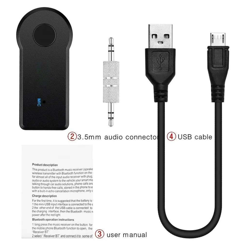 

Bluetooth Receiver 3.5mm AUX Audio Plug Wireless Transmitter Music Adapter For MP3 Car Speaker Headphone Hands Free Call