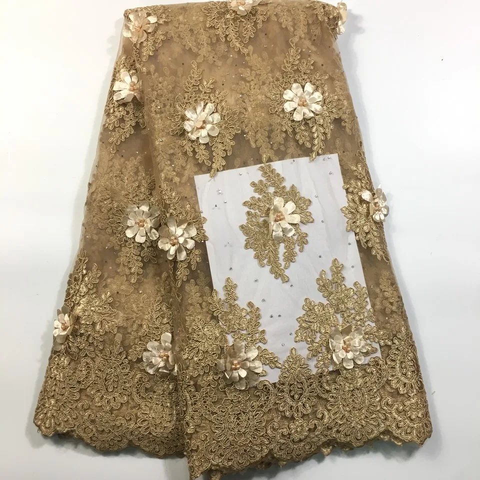 Королевский синий 3D Тюль кружевная ткань Африканская 2021 высококачественное